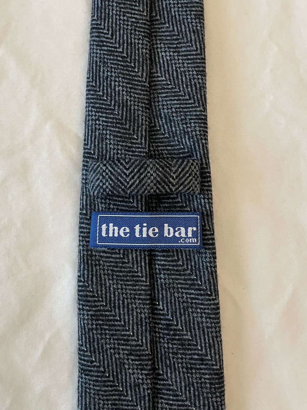 The Tie Bar Herringbone Men's Tie in Dark Gray - Picture 2 of 6
